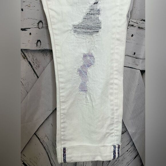 Ett Twa White Distressed Jeans Cropped 28 - Picture 4 of 8
